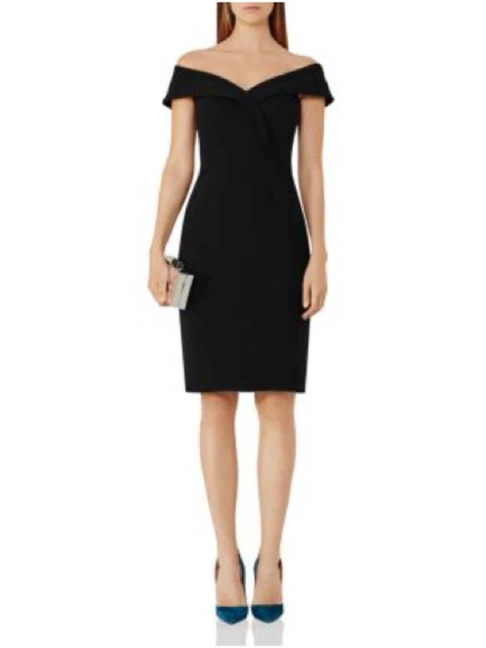 REISS Black Off Shoulder Cocktail Dress UK4 US0
